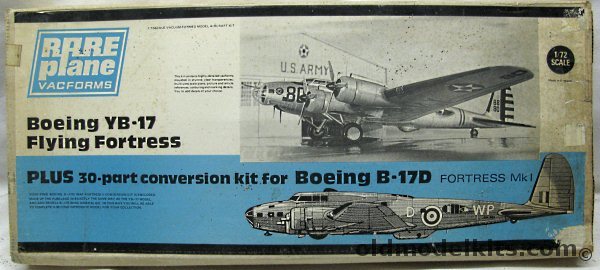 Rareplane 1/72 Boeing YB-17 Flying Fortress Plus RAF Fortress Mk1 B-17D Conversion - (B-17 Prototype) plastic model kit